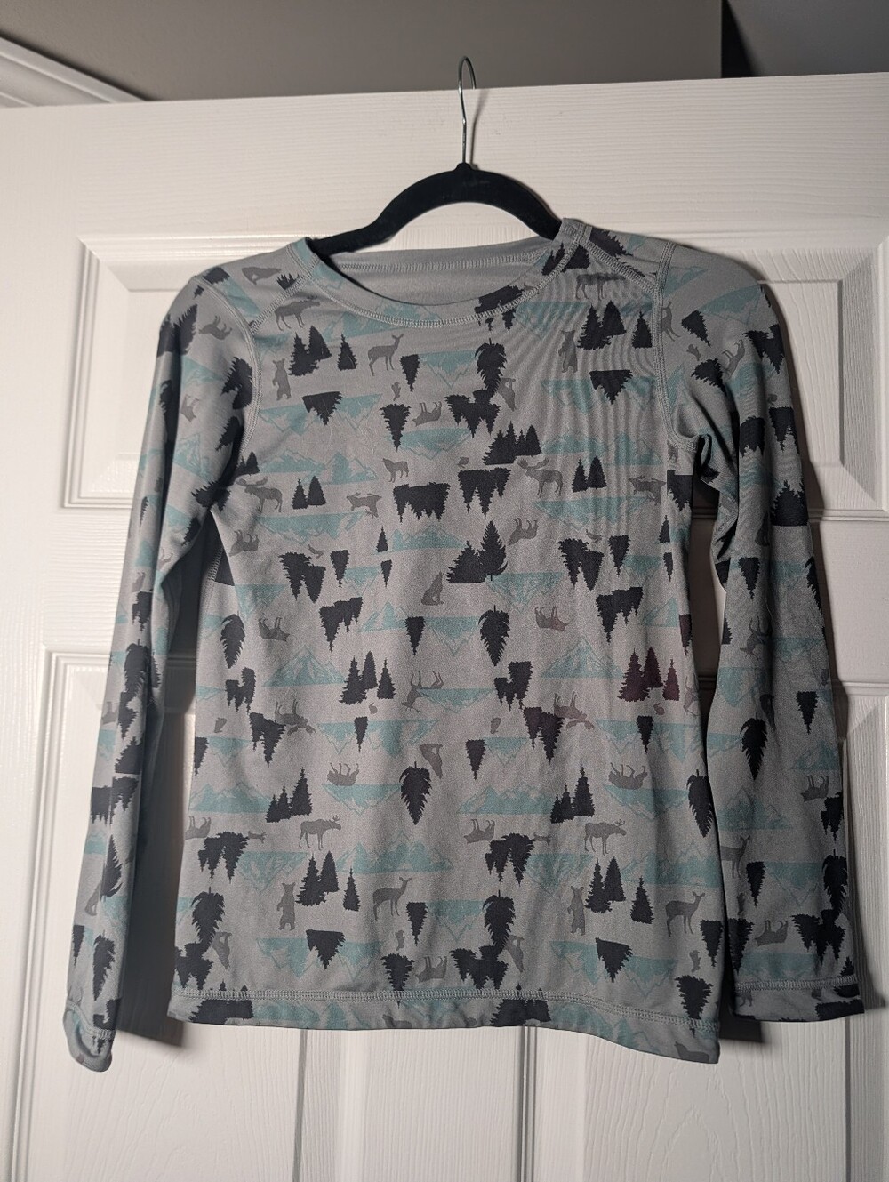 Boys Size 6 Reversible Outdoor Wildlife Moose Bear Mountain Long Sleeve Shirt